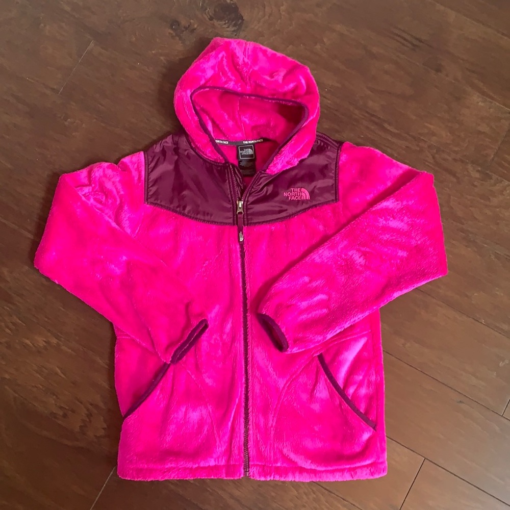 North Face Hooded Pink Fuzzy Jacket